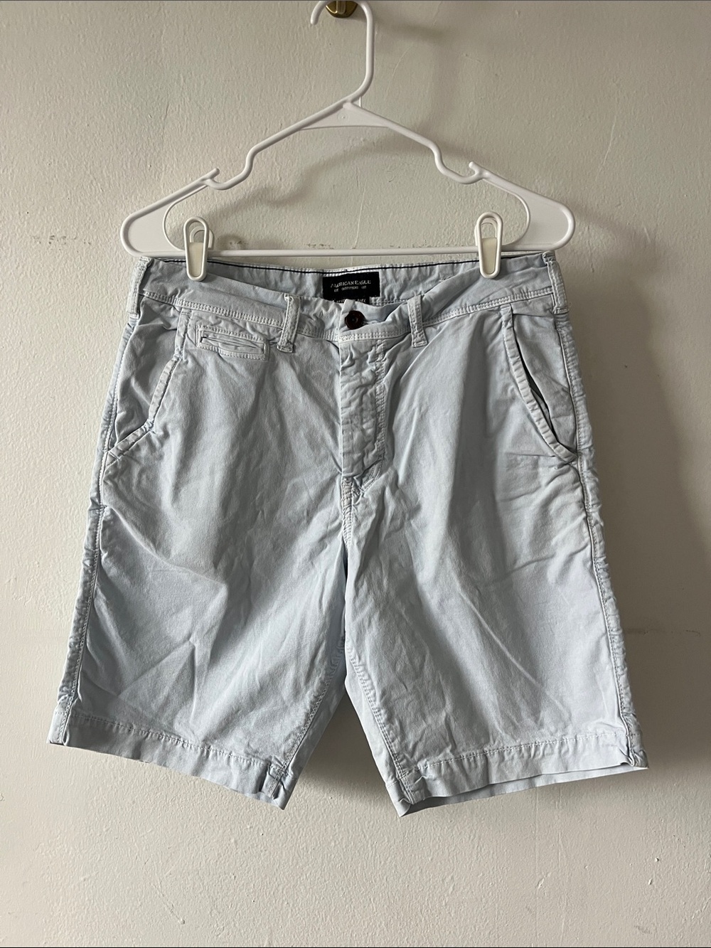 American Eagle Outfitters Light Blue Women's Flat-Front Cotton Shorts